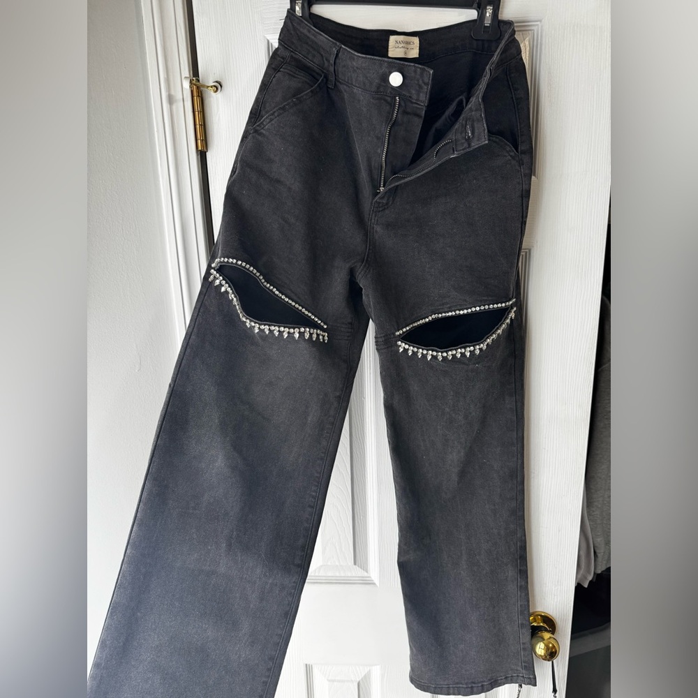 Black Jeans with Rhinestone embellishments